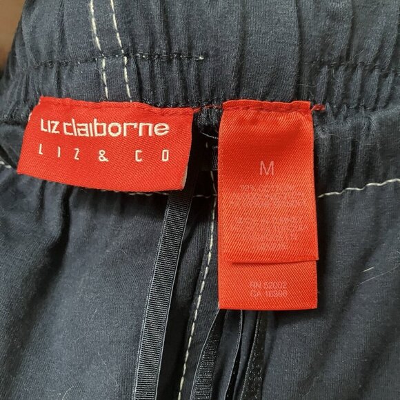 Vintage Liz Claiborne Maxi Skirt Womens M Navy Blue Y2K Coastal Sailor Fisherman - Picture 2 of 10